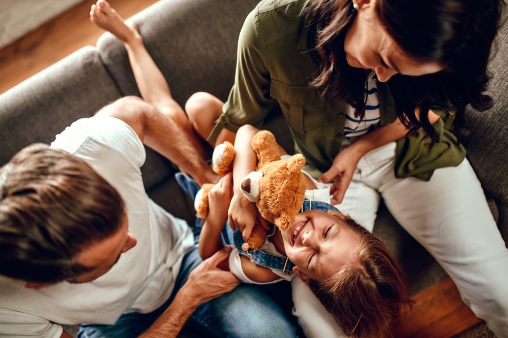 family in home